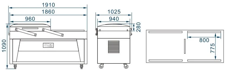 Double Chamber Vacuum Packing Machine with Ce Certification (DZ-800-2S)